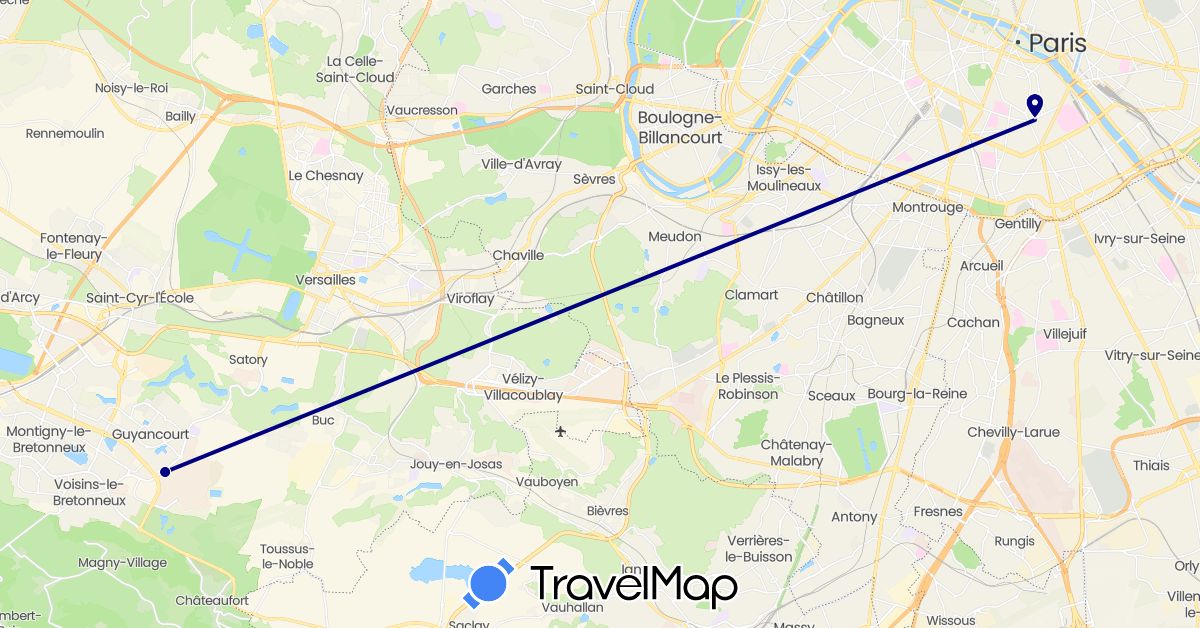 TravelMap itinerary: driving in France (Europe)